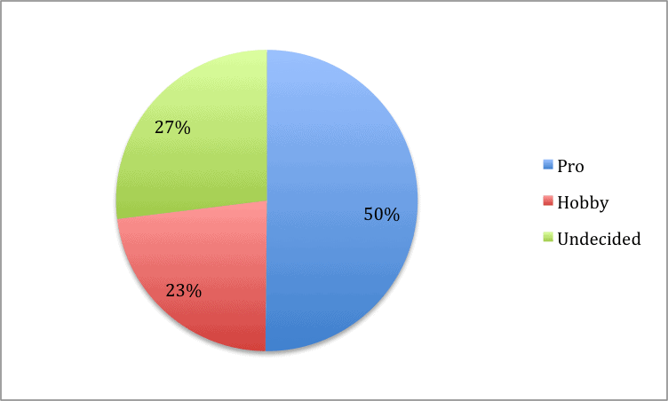 Pie chart showing Pro, Hobbyist, and Undecided user categories on CNCCookbook.com.