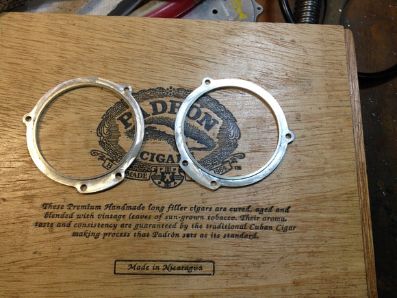 Wooden box with Padron Cigars logo and two metal rings.