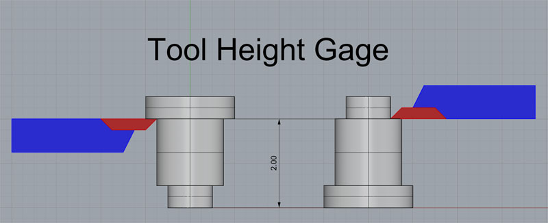 Technical diagram of a tool height gage with precision measurement markings.