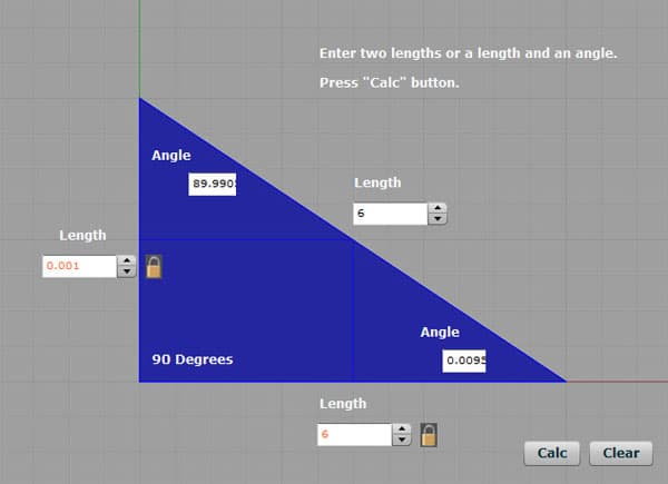 Blue triangle with labeled angles and sides on a gray background.