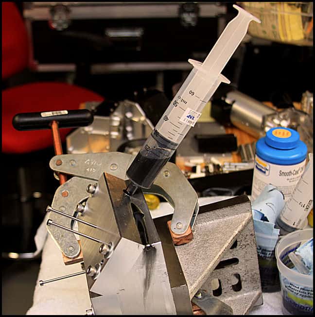 Metal fabrication and machining tools in a workshop.