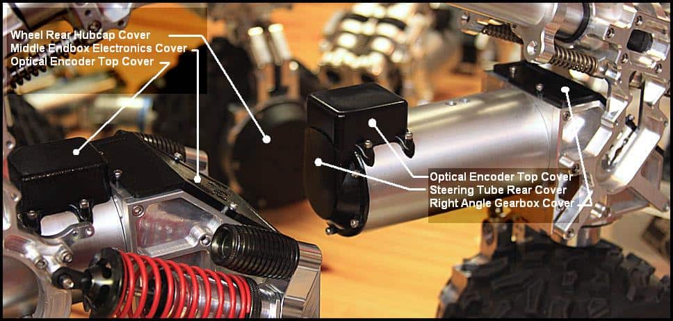Motorized wheel hub component with labeled parts.