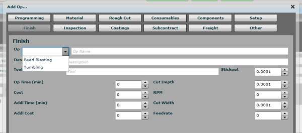 CAM software interface with Finish Operation tab on CNCCookbook.com