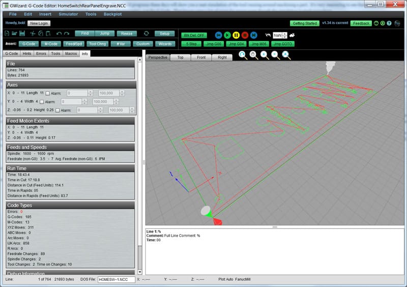 GWizard software interface screenshot: gray background with 3D graph, toolbar icons, and tabbed menu.