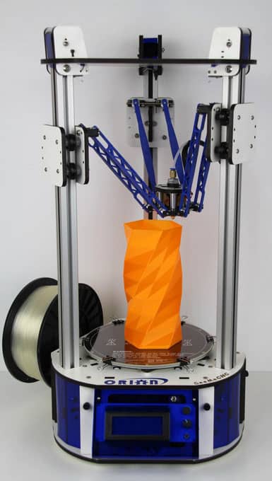 Sleek metal 3D printer with sturdy frame and compact footprint.