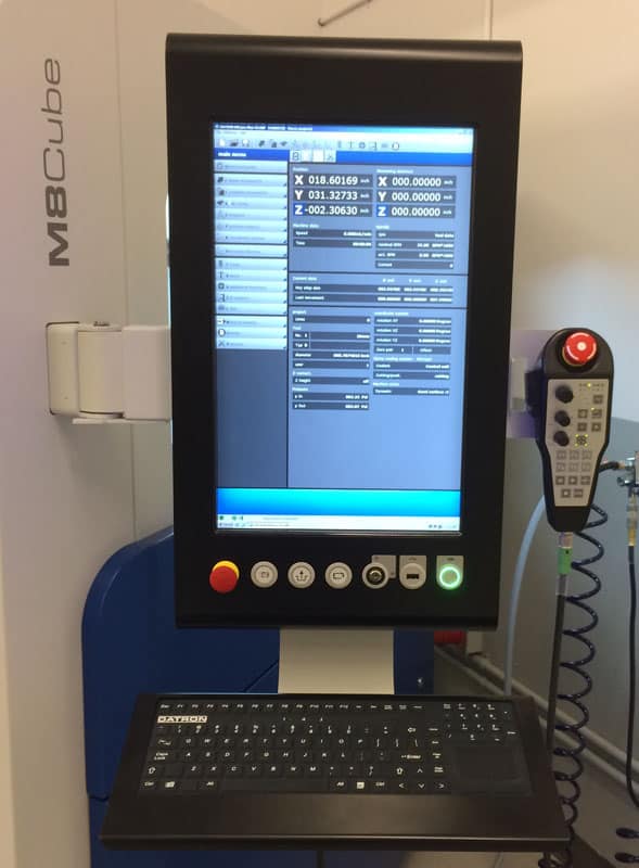 M8 Cube controller with touchscreen interface.