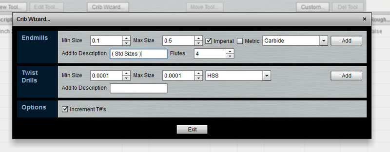 Crib Wizard tool screenshot.
