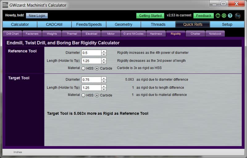 Calculator page for machining tool diameters on CNCCookbook.com.