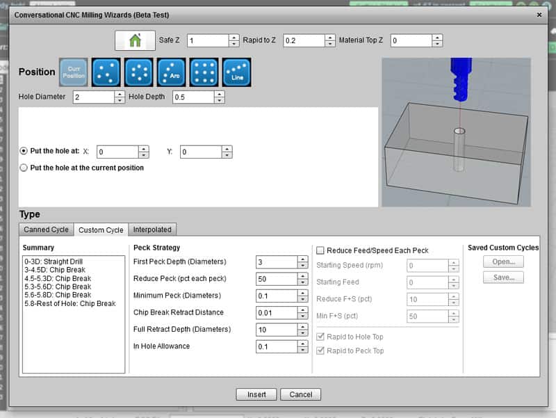 Conversational CNC Milling Wizards interface on CNCCookbook.com with grid layout and blue buttons.