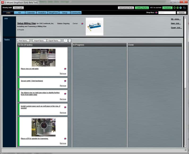 Milling vise installation job posting screenshot.