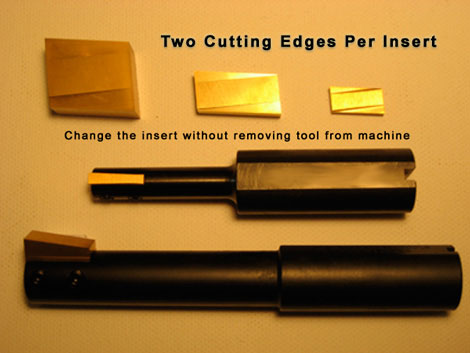 CNC broach tools with two cutting edges per insert