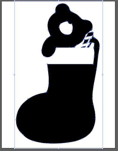 Black silhouette Christmas stocking with boot-shaped design and long strap cuff.