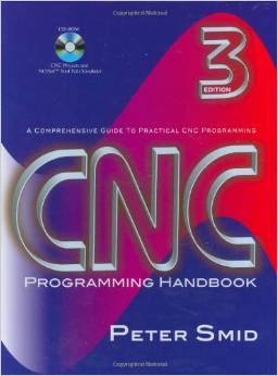 Red background, white CNC programming handbook cover with bold title and author Peter Smid, third edition.