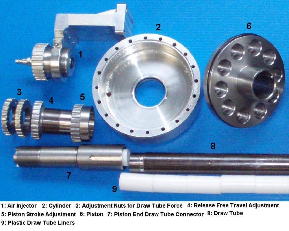 Collet chuck components for a CNC machine.
