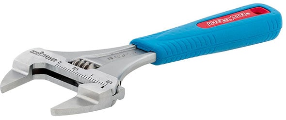 Blue handled Channellock Xtra Slim Jaw Adjustable Wrench.