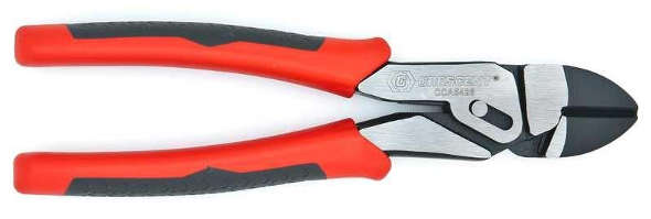 Crescent Diagonal Nose Pivot Pliers with red and black handles.