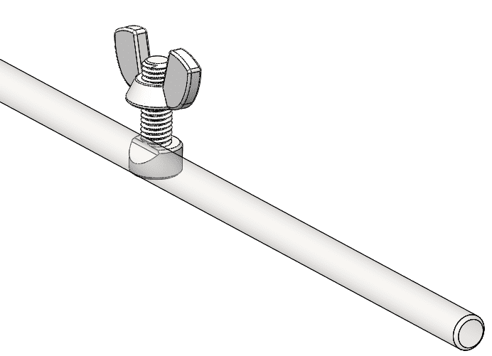 Close-up of a half-split cotter pin with two split sections and a rounded tip.
