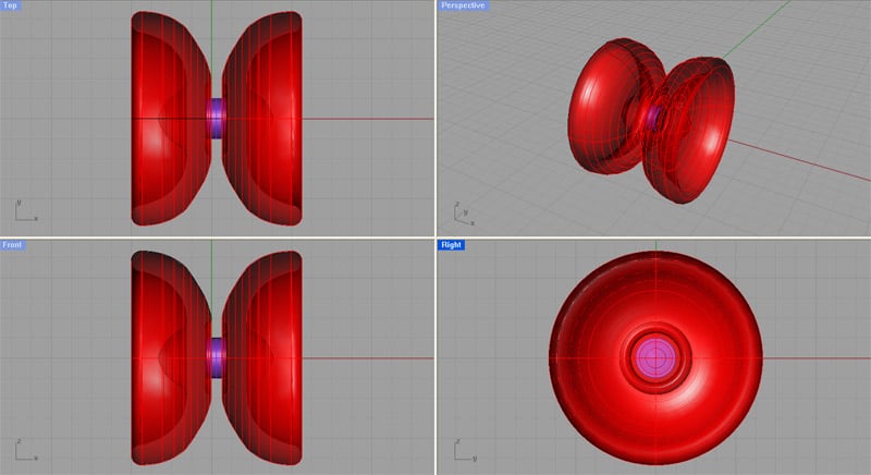 Red yo-yo with 6 detailed views.