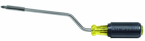 Long, thin metal tool with pointed tip and curved handle.