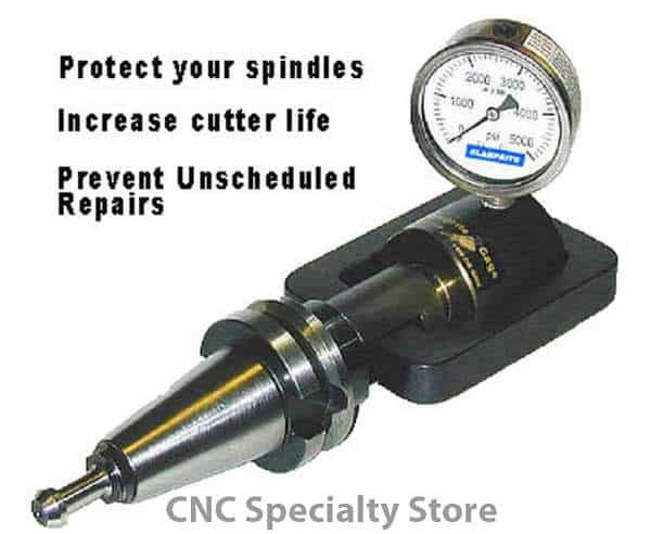 Machining gauge for measuring drawbar force on CNC machines and tooling maintenance.