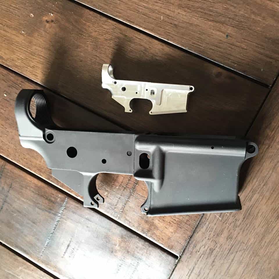 AR-15 lower receivers and stripped lower receiver components for machining or fabrication instruction.