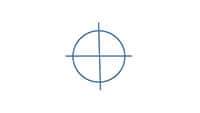 Crosshair symbol with intersecting horizontal and vertical lines.