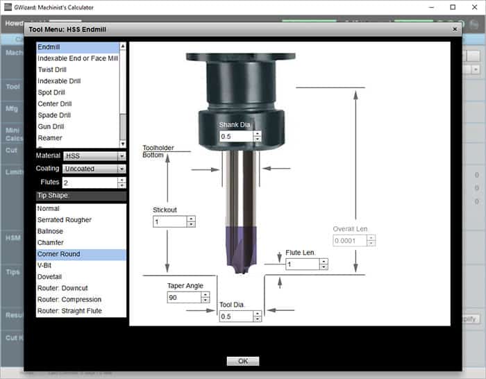 Screenshot from CNCCookbook.com showcasing corner rounding end mills
