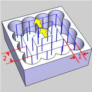 Plunge roughing toolpath illustration in BobCAD software.