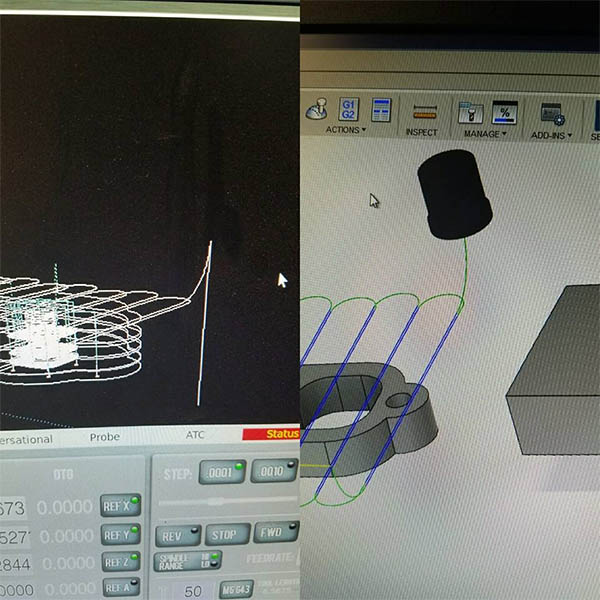 3D modeling software interface with 3D cylindrical object model and various tools and menus.