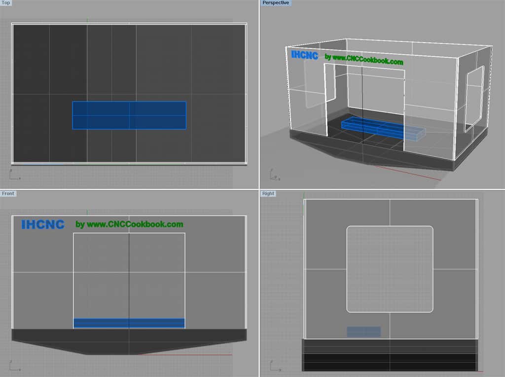 Close-up of a CNC machine in 3D rendering with detailed components.