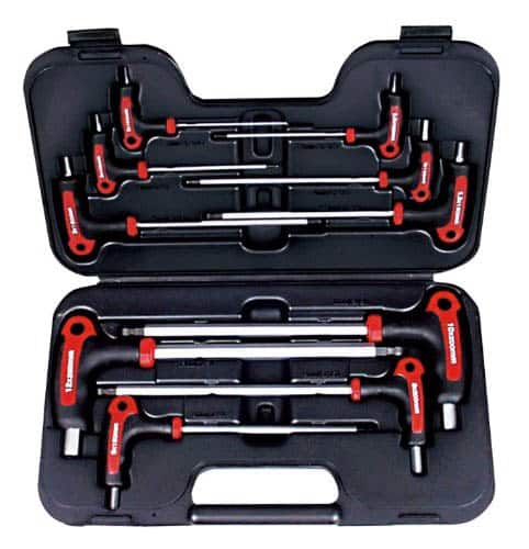 Black plastic case with hex keys and red accents.