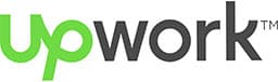 Upwork logo with green "up" and dark gray text featuring an upward-pointing arrow.