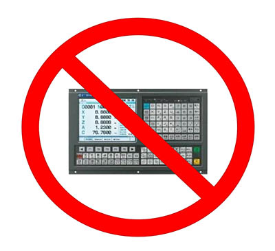 Red circle with diagonal line, warning symbol on a grey control panel.
