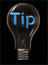 Lightbulb icon with blue "Tip" text inside.