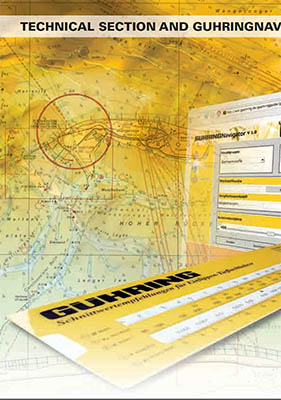 Yellow background with blue machinery parts illustrations and white border.