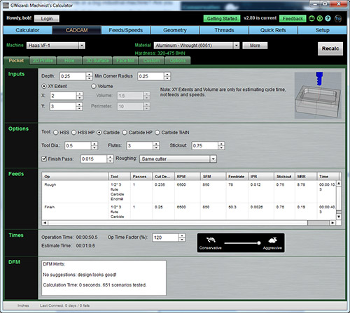 CADCAM Wiz software interface with machining and metal fabrication tools.