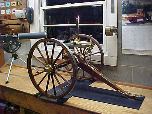 Vintage cannon wheel on display.