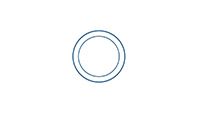 Blue concentric circle icon.