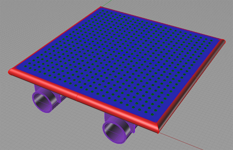 Industrial tabletop with metallic attachments and digital display.