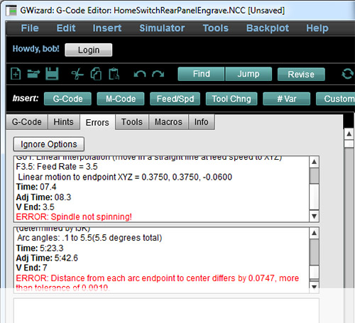GWizard G-Code Editor error with arc angle coding mistake.
