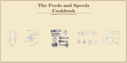 The Feeds and Speeds Cookbook cover with black title text and blue info on a light yellow background.