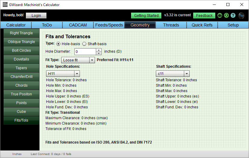Machining website CNCCookbook.com Fits and Tolerances page screenshot.