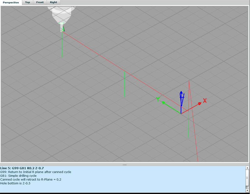 3D backplot of NC program with complex machining operation featuring multiple tools and movements.