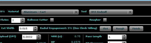 GWiz software interface screenshot with settings panel for machining tools.
