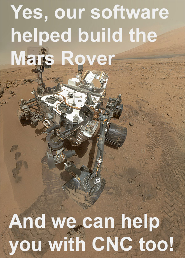 Barren Martian landscape with a Mars rover and software highlighted.