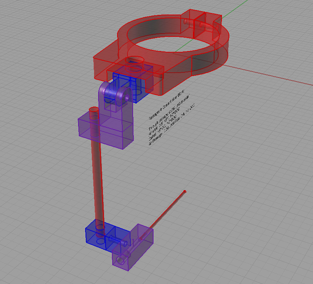 A 3D CAD model of a mechanical part with cylindrical, rectangular, and curved surfaces.