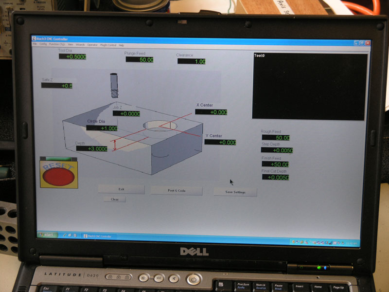 Computer-aided design CAD software for machining on laptop screen.