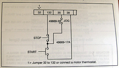 Technical diagram showing jumper wire connection to circuit board with numeric labels.