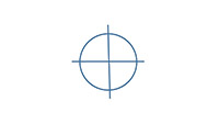 Blue target symbol with intersecting horizontal lines.