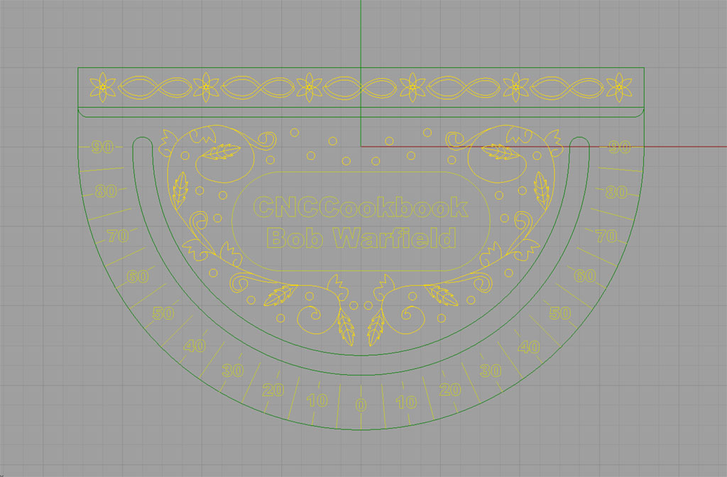 Computer-aided design of intricate scrollwork pattern made with Rhino 3D CAD software.